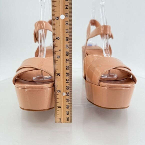 Jeffrey Campbell Platz Sandal Beige Tan Patent Leather Platform Heels Chunky 11 - Picture 9 of 16